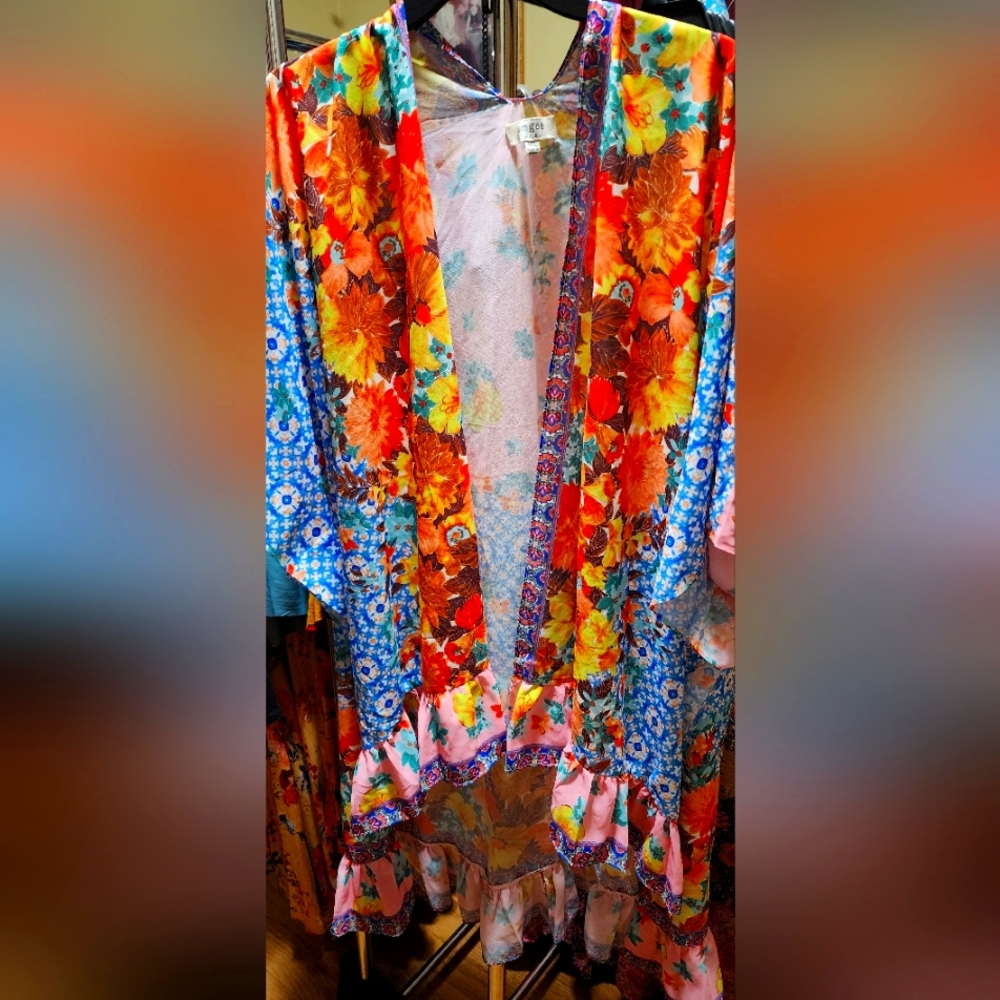 UMGEE size M Multi colored mid length jacket or cover up for swimsuit.